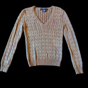 Polo Raplh Lauren Sport Grey V Neck Sweater Medium